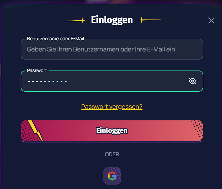 Spinlander Login Bereich